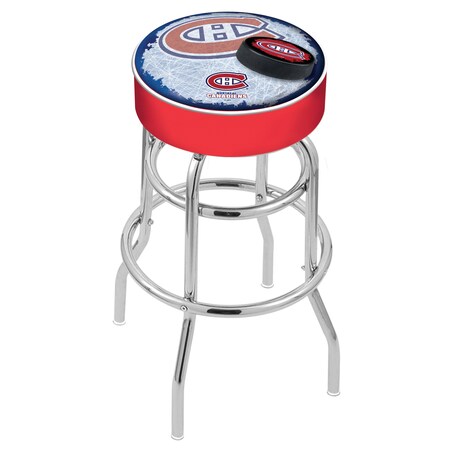 Holland Bar Stool Co 25" Montreal Canadiens Cushion Seat, 2-Ring Chrome Swivel Bar Stool L7C125MonCan-D2